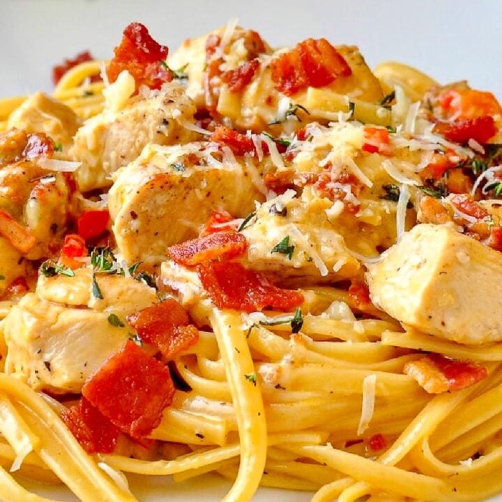 Creamy Parmesan Chicken Linguine square cropped photo for featured image