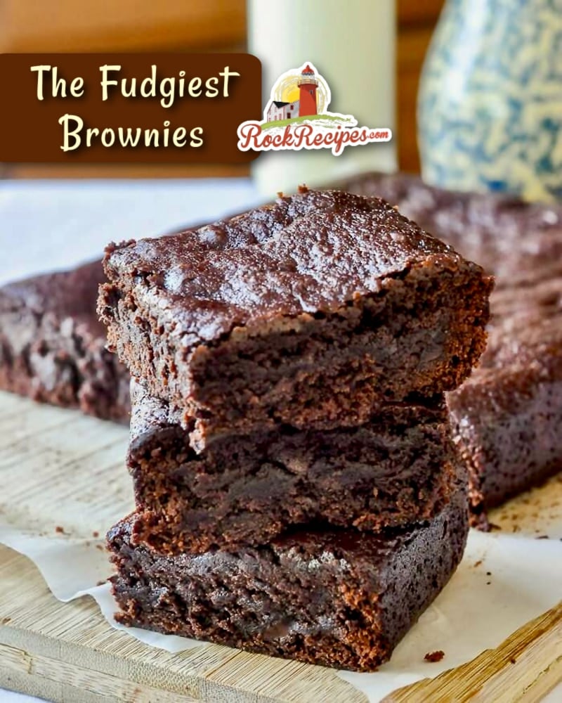 Fudge Brownies image with title text added for social media posts.