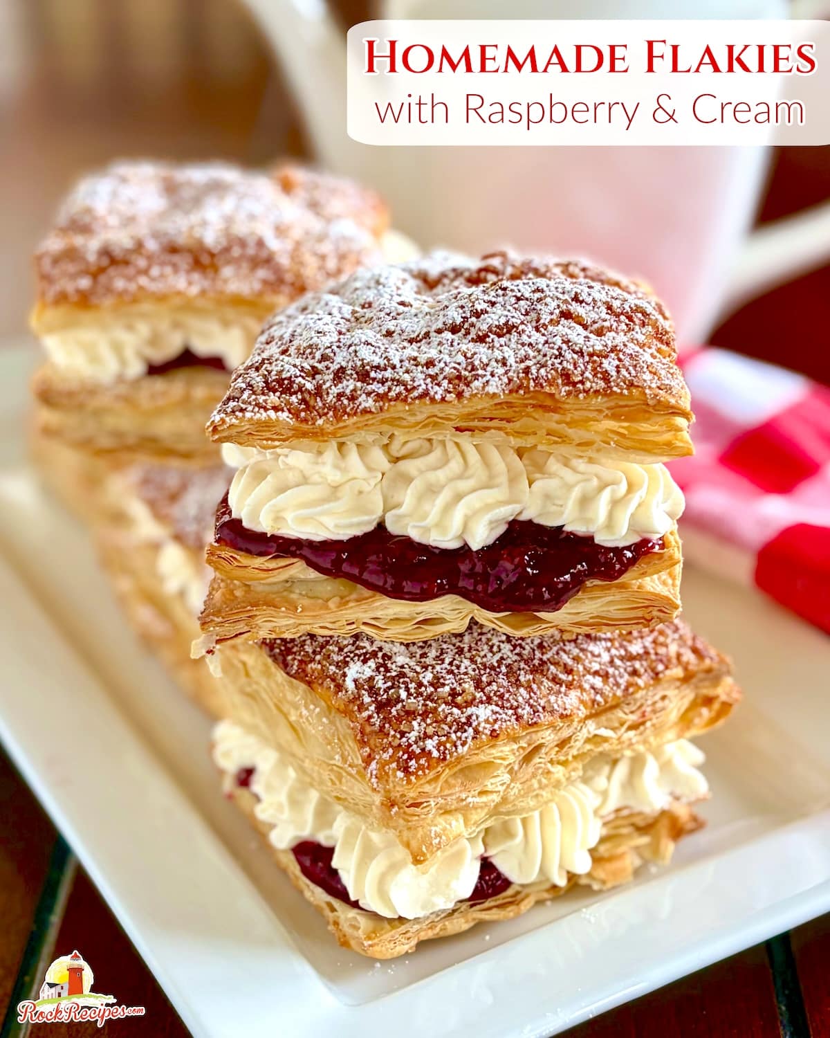Homemade Flakies photo with title text added for social media posts.