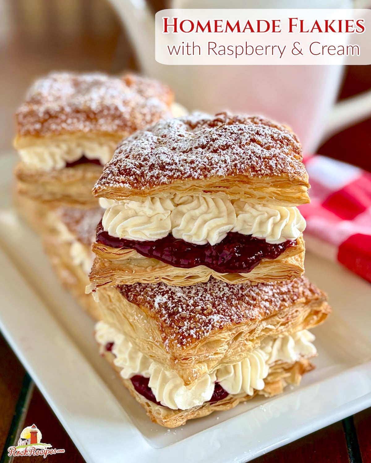 Homemade Flakies photo with title text added for social media posts.