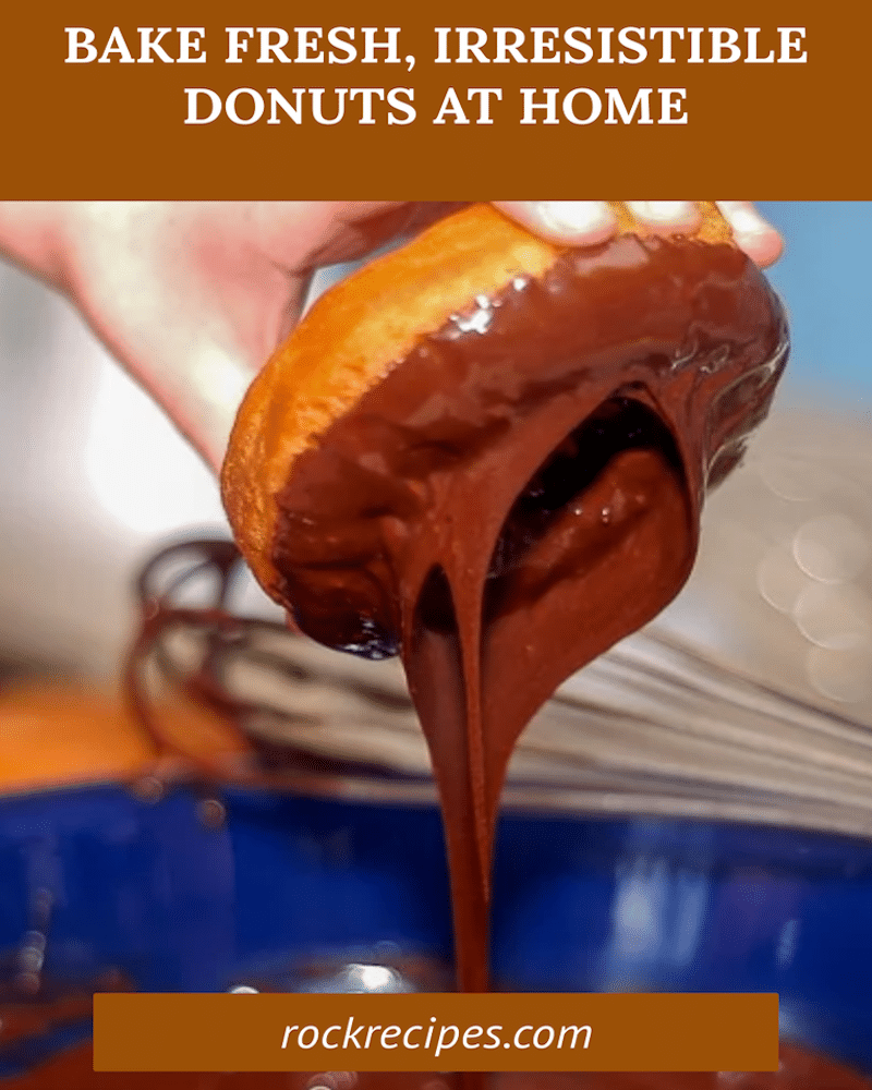 Homemade donuts image with title text added for social media posts.