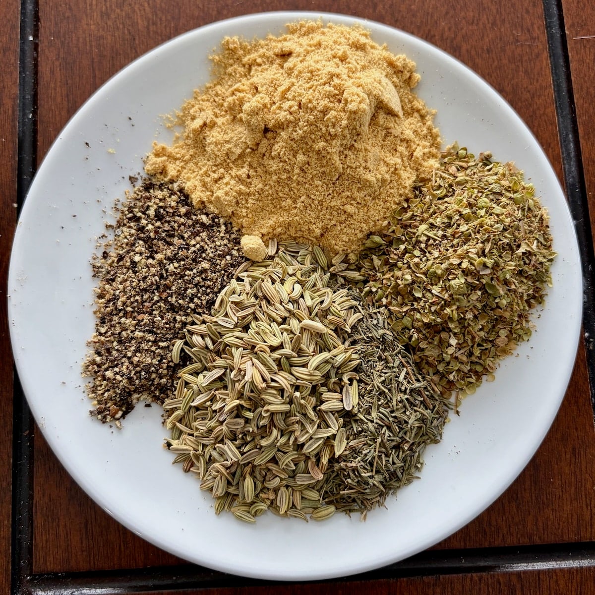 Photo of the herbs and spices used in the mini meatballs meatballs.