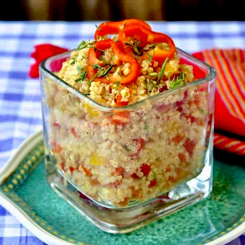 Lime Salsa Quinoa Salad close up photo for Google featured image.