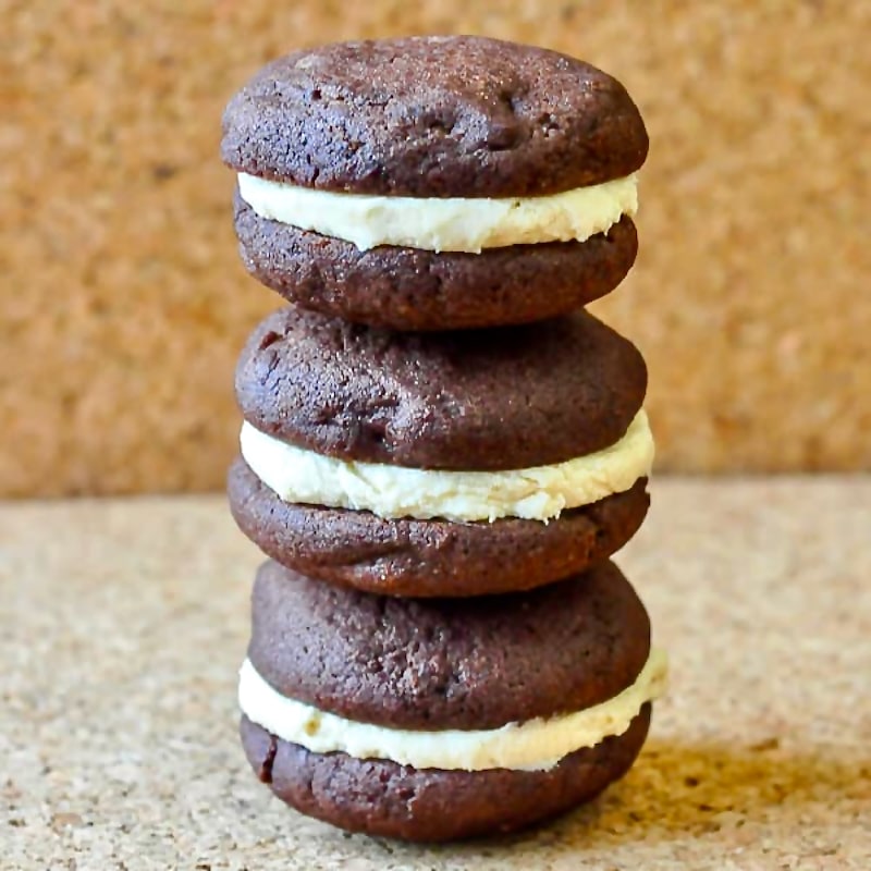 Peanut Butter Cup Cookies stacked on top of each other.