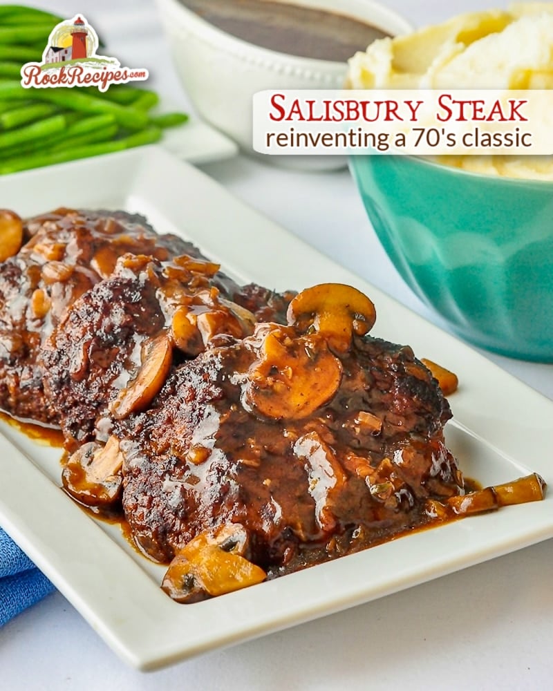 Salisbury Steak photo with title text added for social media posts.