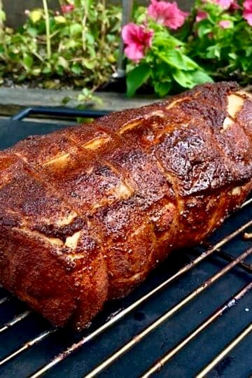 Smoked Pork Loin with Summer Spice Dry Rub photo of the pork loin just out of the smoker