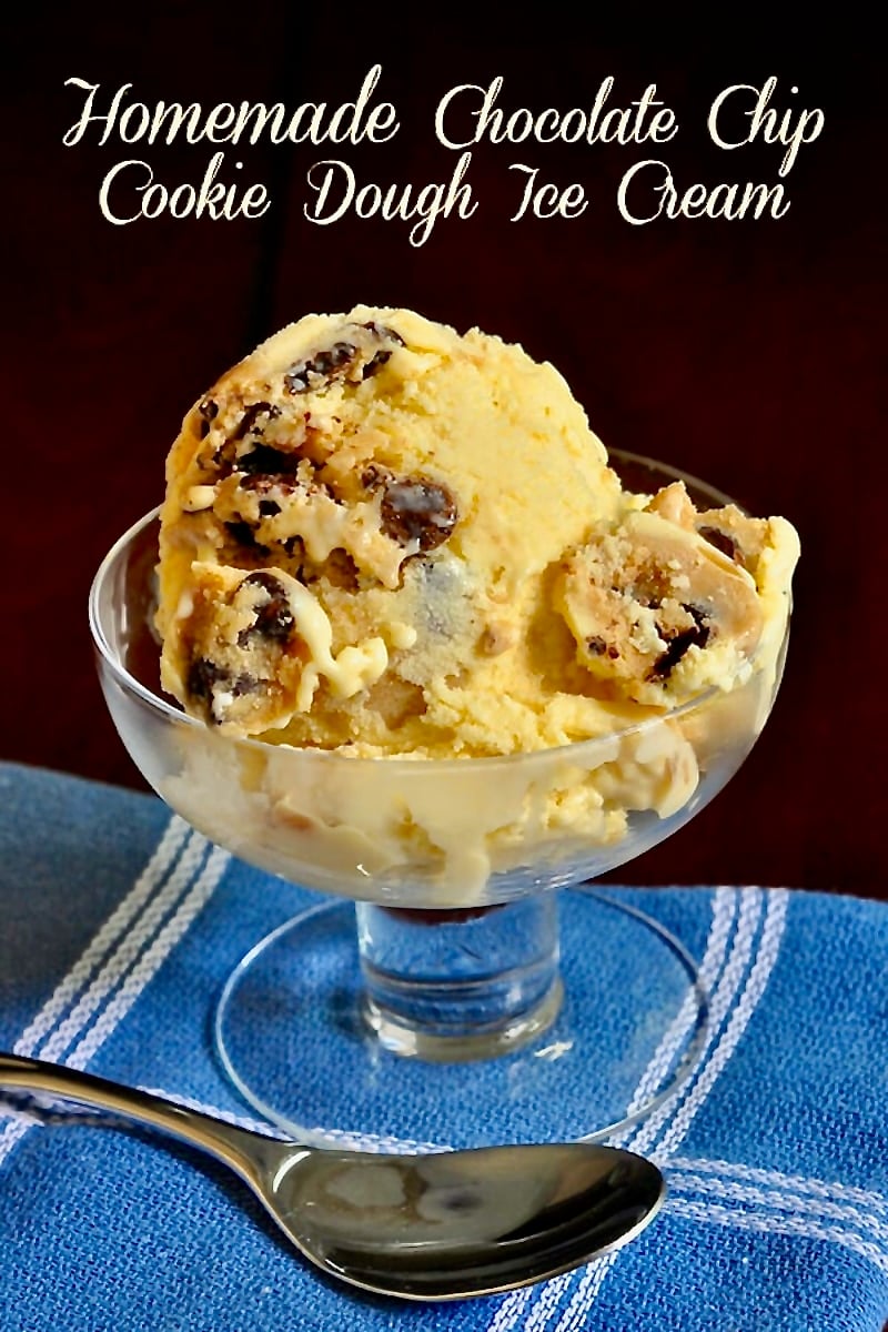 Chocolate Chip Cookie Dough Ice Cream photo wit title text added for Pinterest.