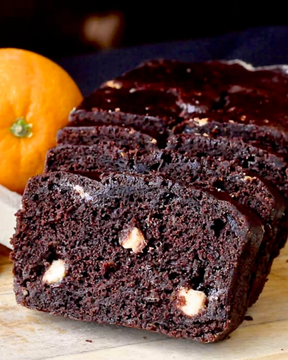 Orange Chocolate Banana Bread with White Chocolate Chunks.