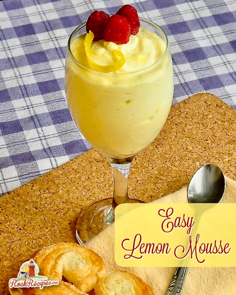 Easy Lemon Mousse photo with title text for social media.