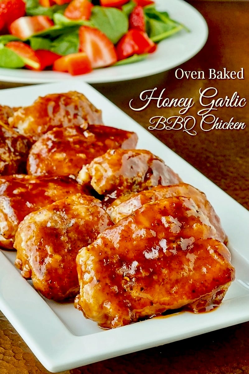 Honey Garlic Barbecue Chicken photo with title text for Pinterest.