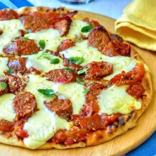 close up photo of finished pizza