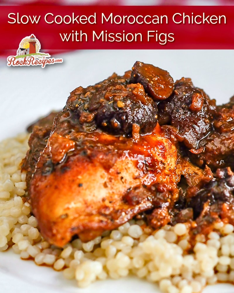 Moroccan Chicken photo with title text added for social media posts.