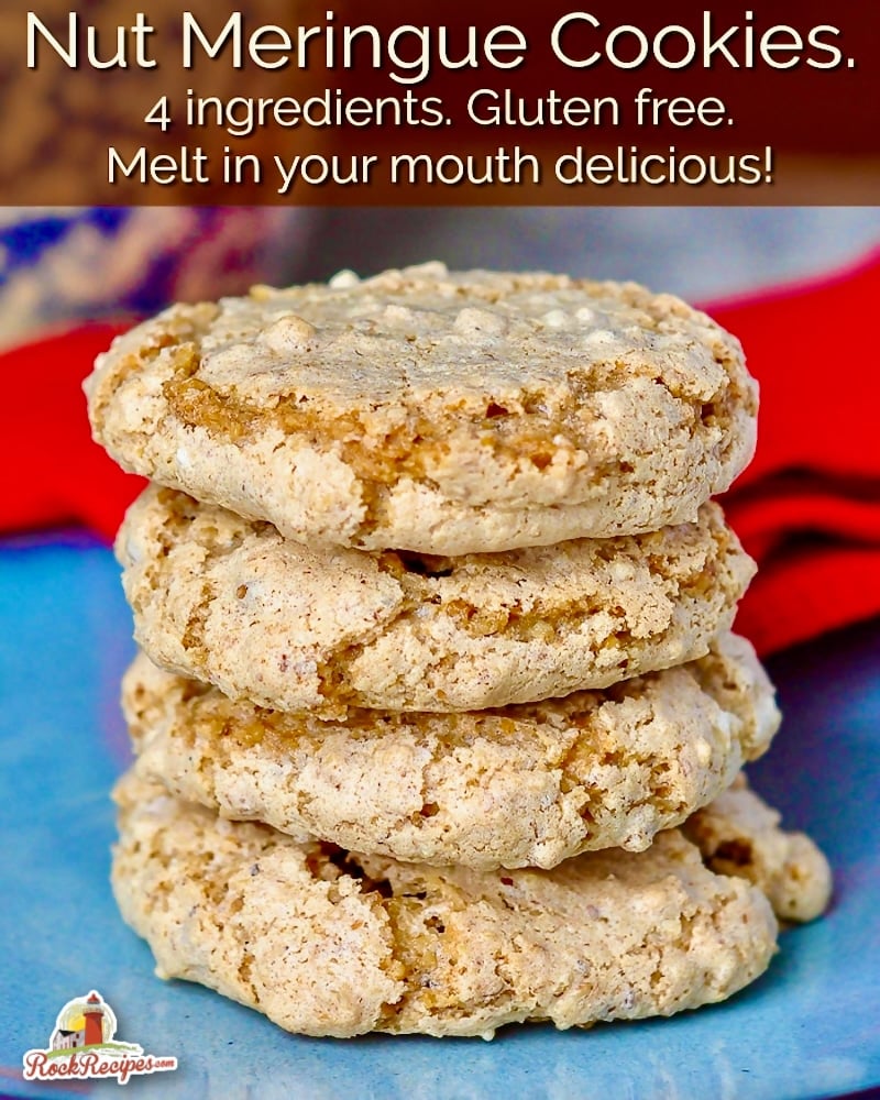 Nut Meringue Cookies photo with title text added for social media posts.