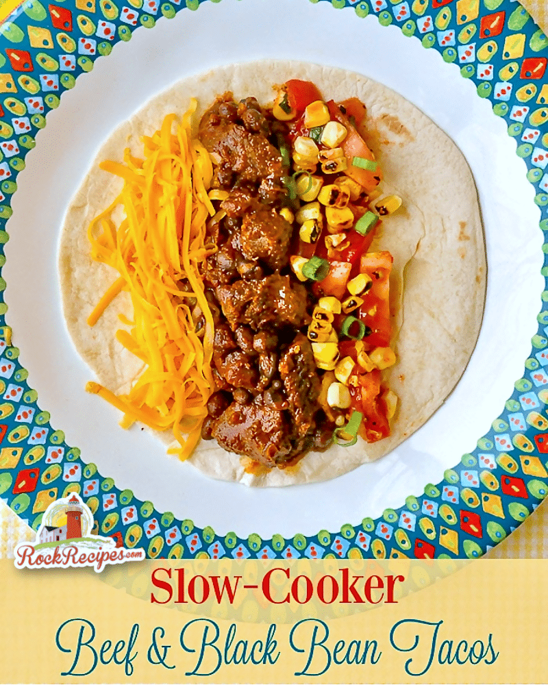 Beef Tacos From the Slow Cooker photo with title text for social media posts.