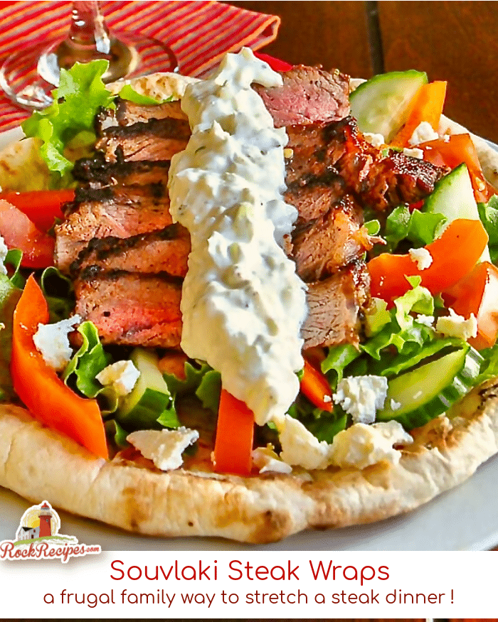 Souvlaki Steak image collage with text for social media posts.