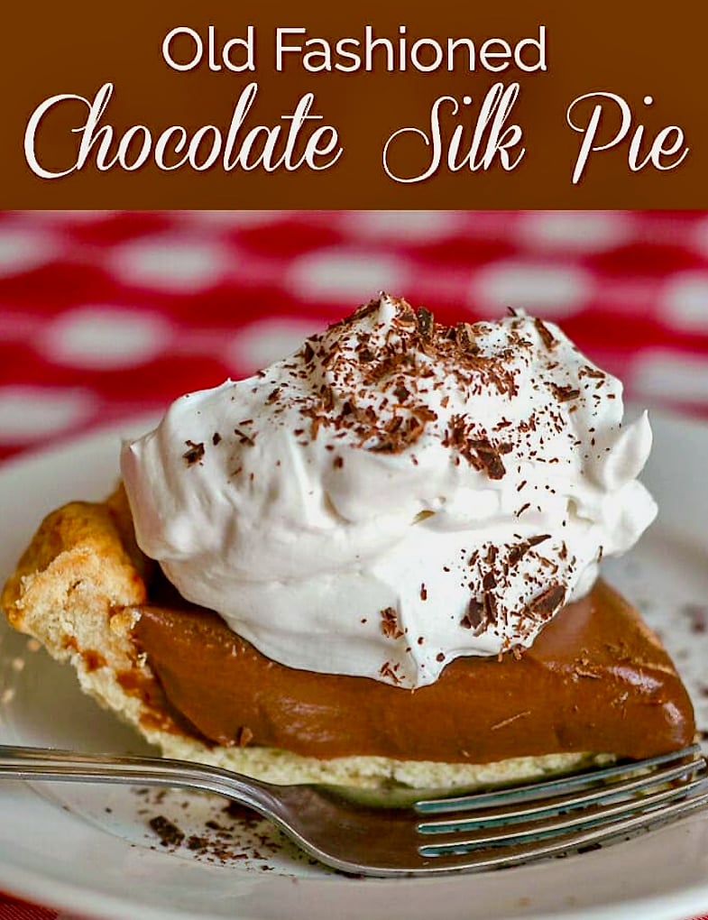 Chocolate Silk Pie with title text added for pinterest.