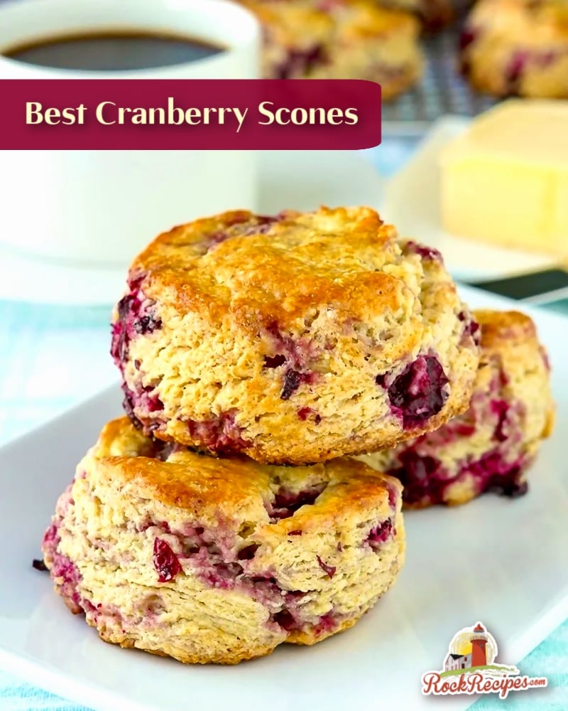 Cranberry Scones photo with title text for social Media Posts