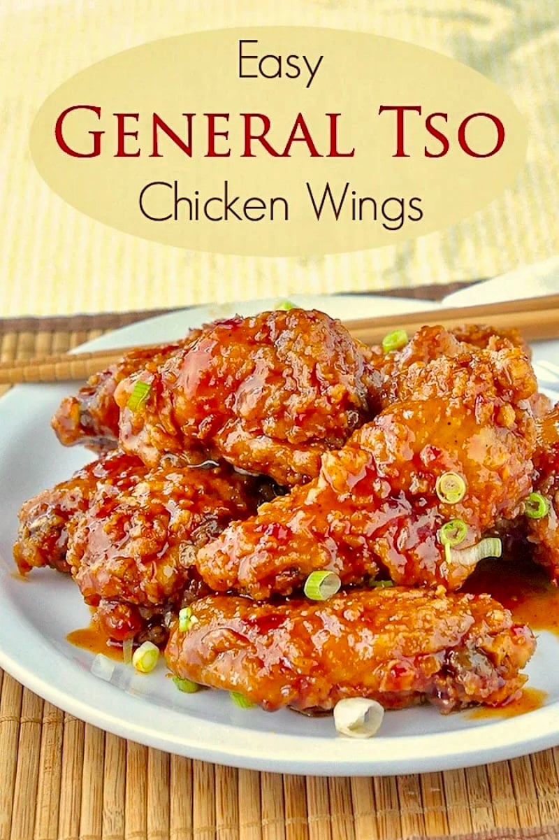 General Tso Chicken Wings photo with title text for Pinterest