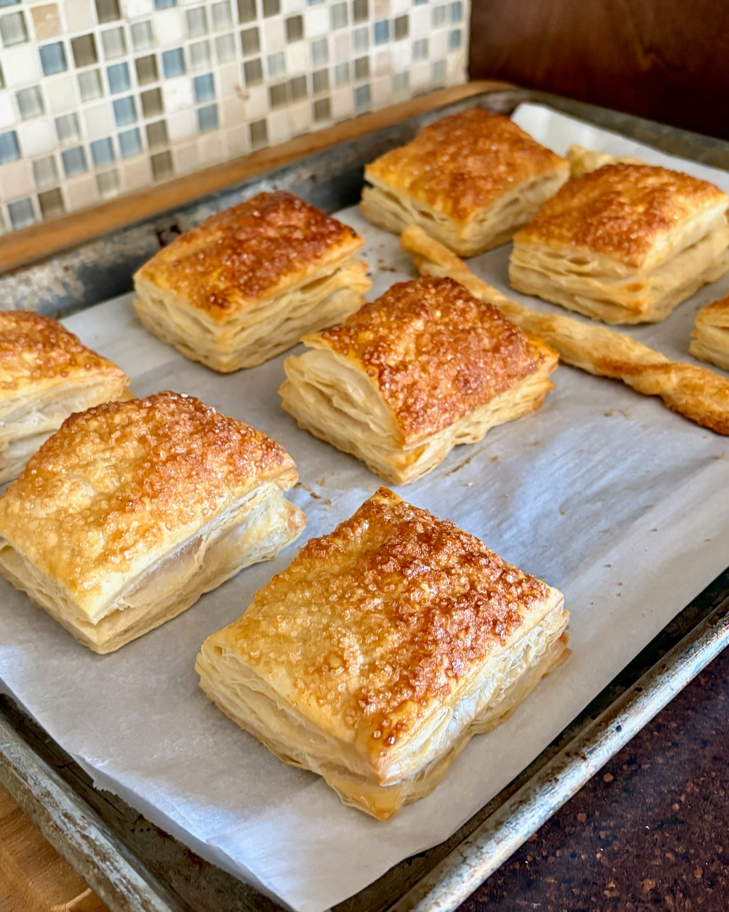 Photo of puff pastries fresh from the oven.