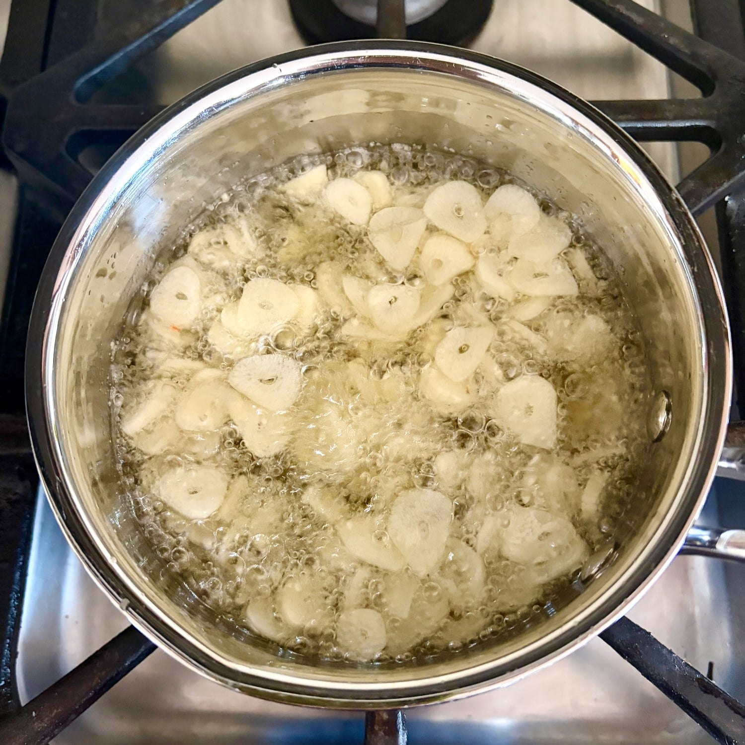 photo of garlic beginning ti fry