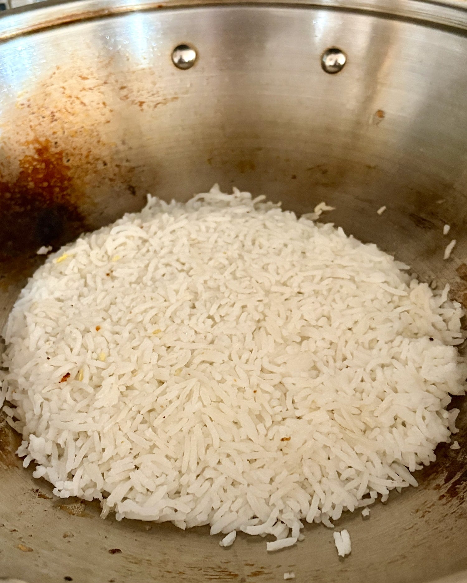 Rice frying in a wok