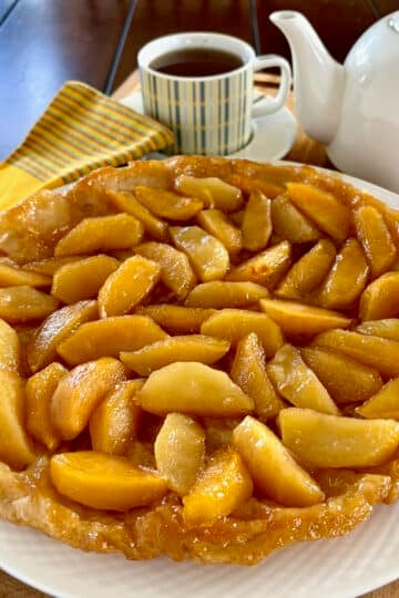 Apple Five Spice Tarte Tatin, photo of finished uncut tart for Google featured image.