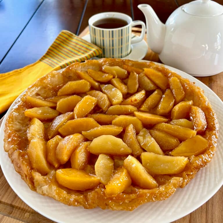 Apple Five Spice Tarte Tatin, photo of finished uncut tart for Google featured image.