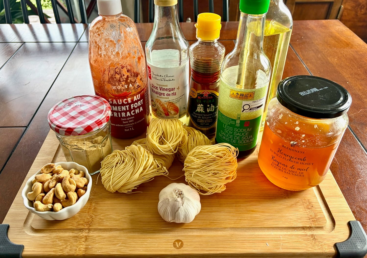 Photo of all the ingredients in Sesame Garlic Noodles