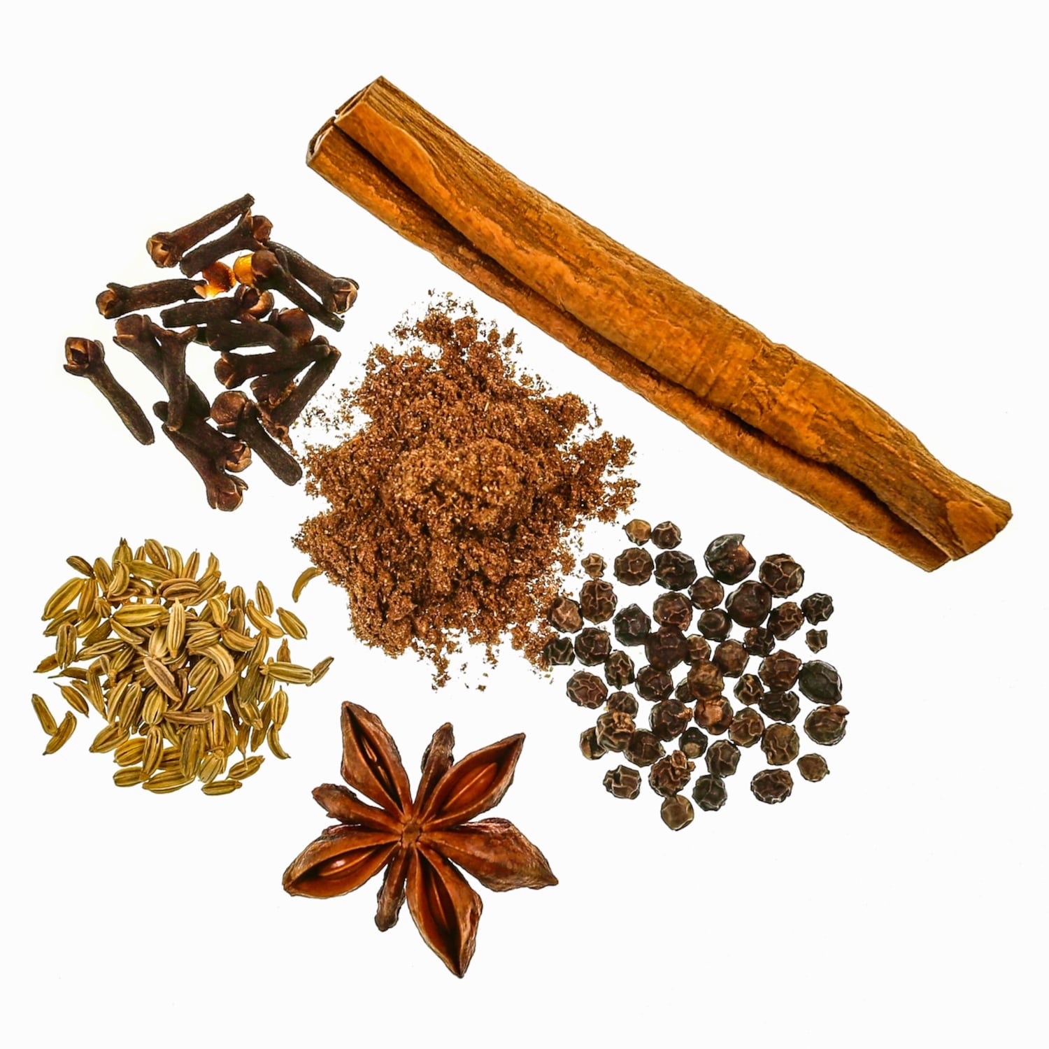 Stock photo of spices included in 5 spice poeder.