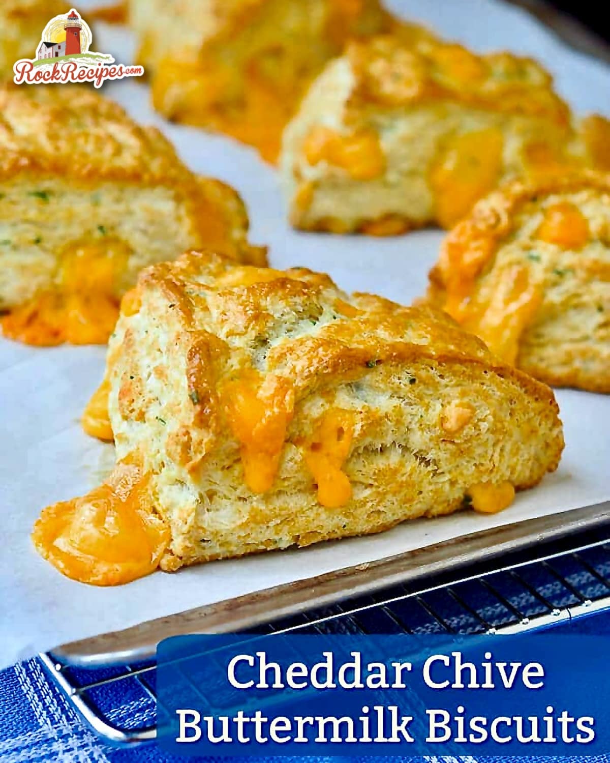 Cheddar Chive Buttermilk Biscuits photo with title text added for social media posts.