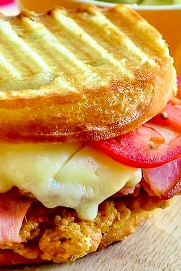 Fried Chicken Club Sandwich Panini close up featured image