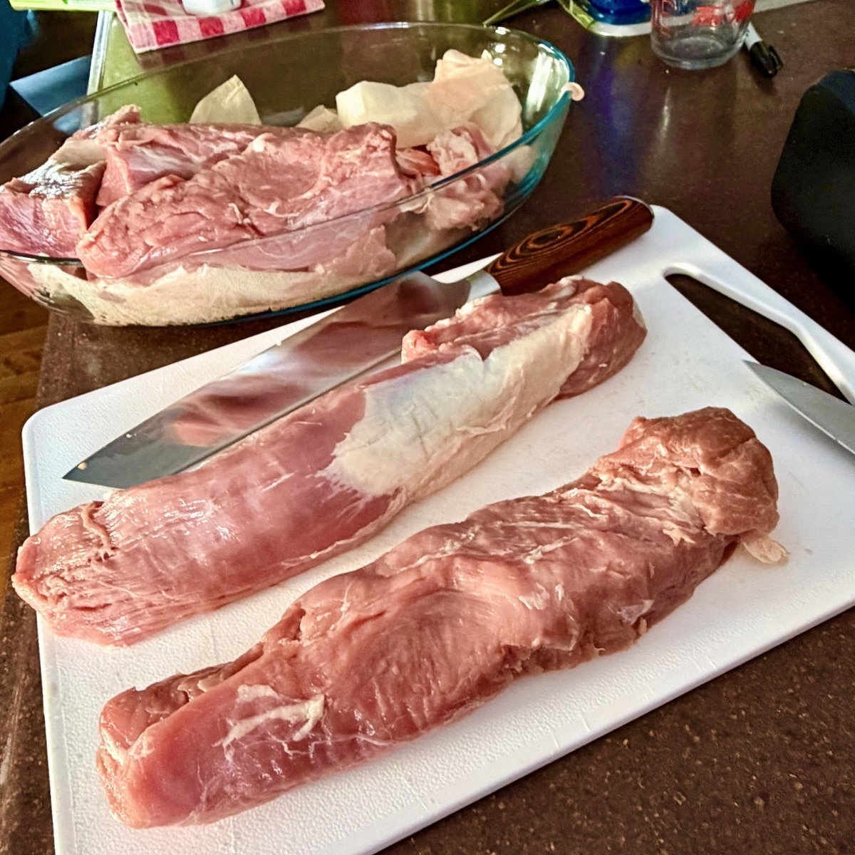 Photo showing pork tenderloin with silverskin removed.