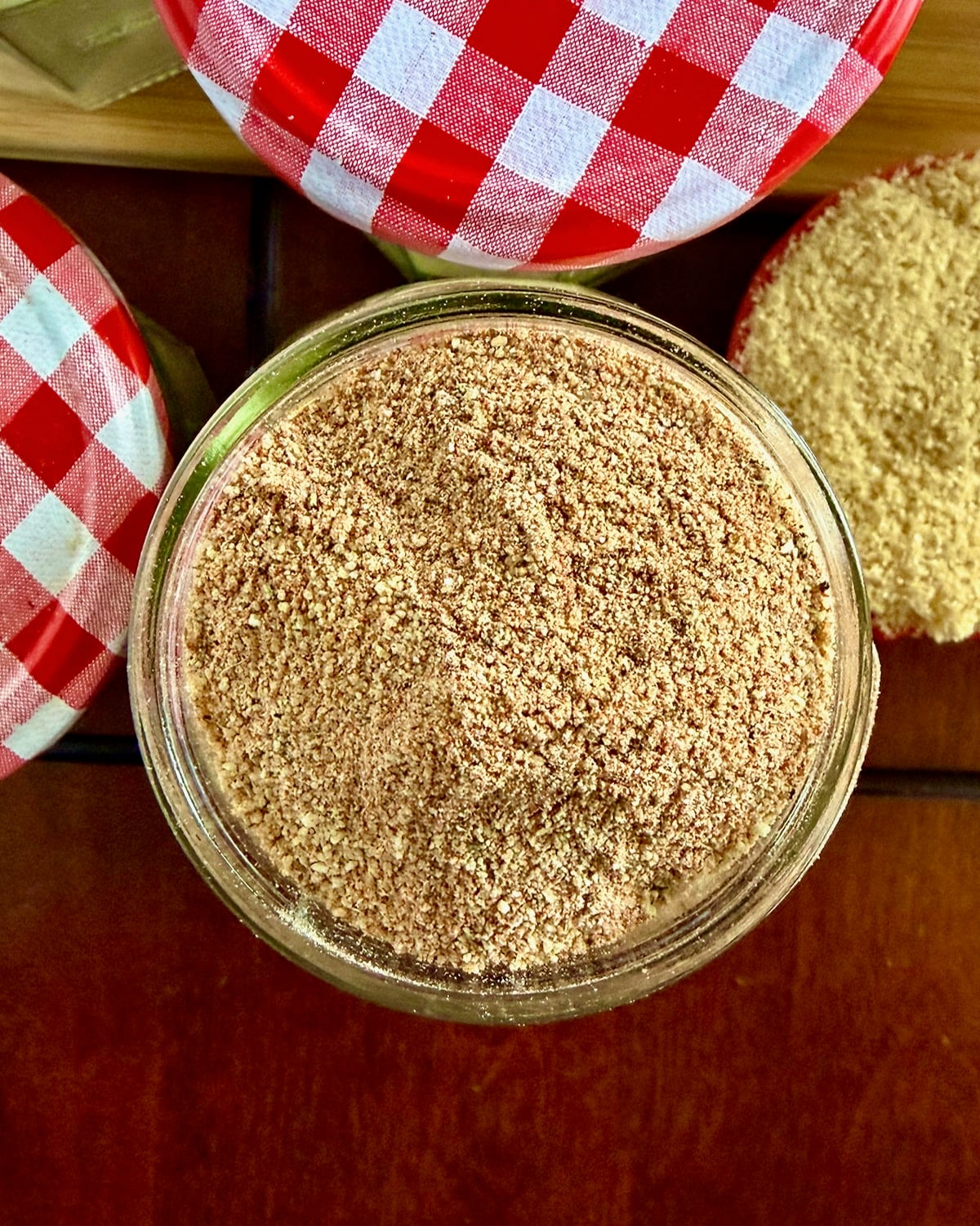 Overhead photo of Smoky Summer Barbecue Chicken Spice in a mason jar.