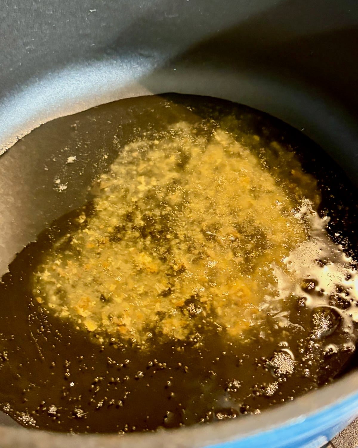 chicken fat in a dutch oven.