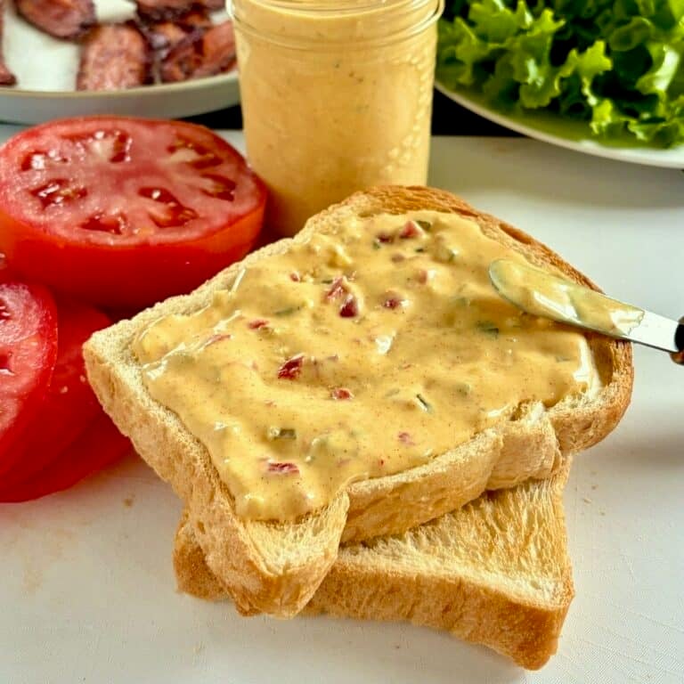 Photo of sandwich spread on toasted bread for Google featured image.