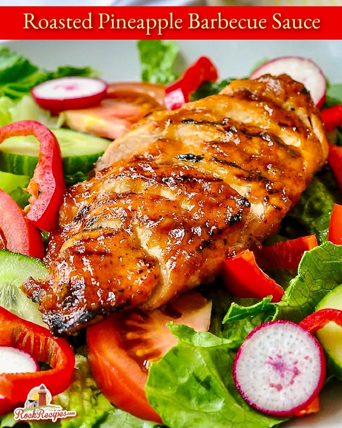 Roasted Pineapple Barbecue Sauce image with title text for Pinterest and social media posts.