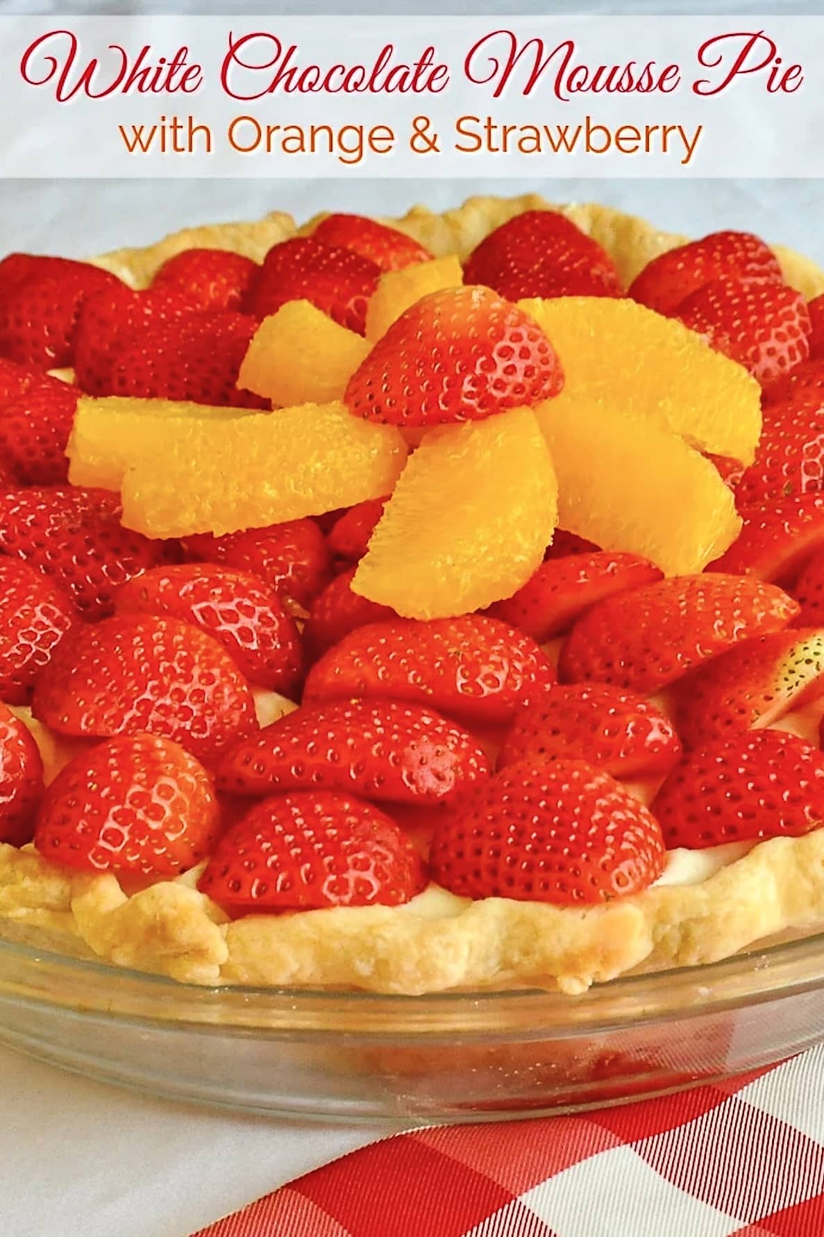 White Chocolate Mousse Pie photo with title text added for Pinterest