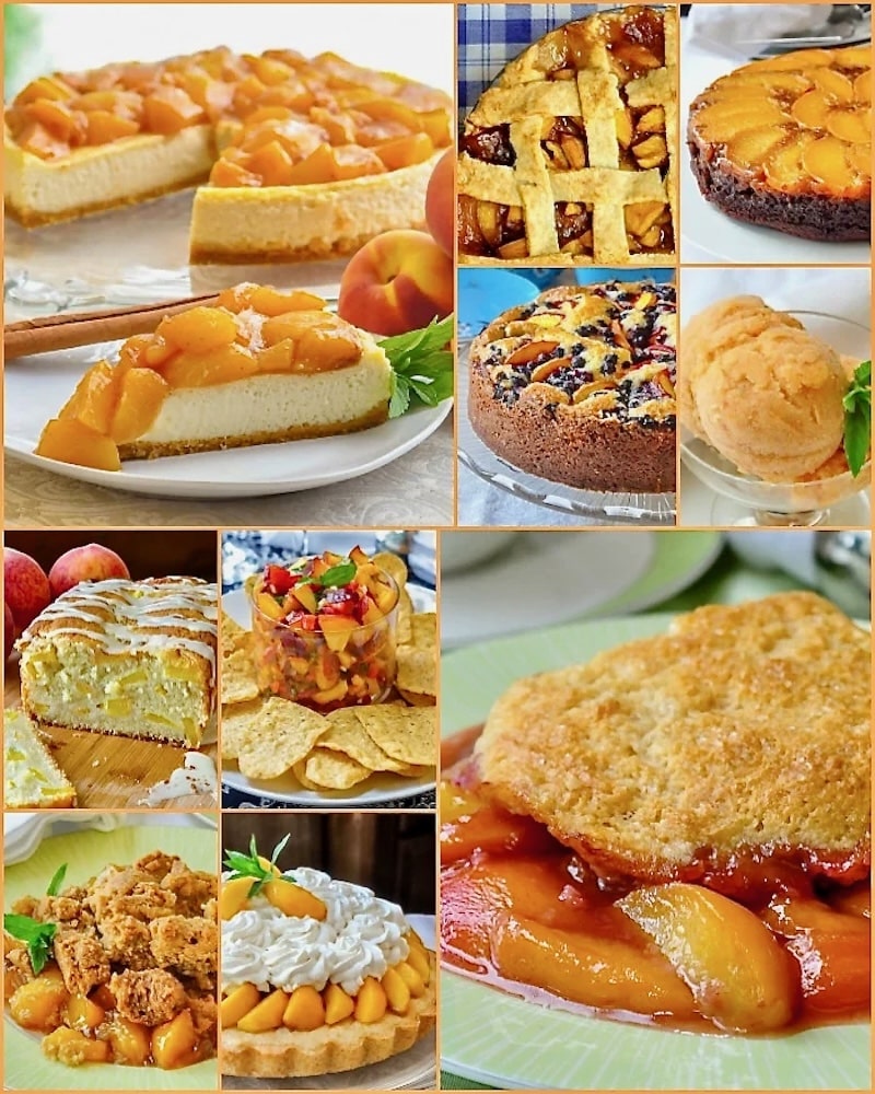 Best Peach Recipes collage for Pinterest and social media posts.