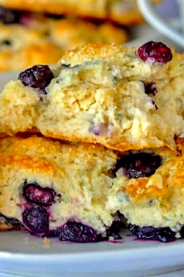 Blueberry Cheesecake Scones close up photo for featured image.