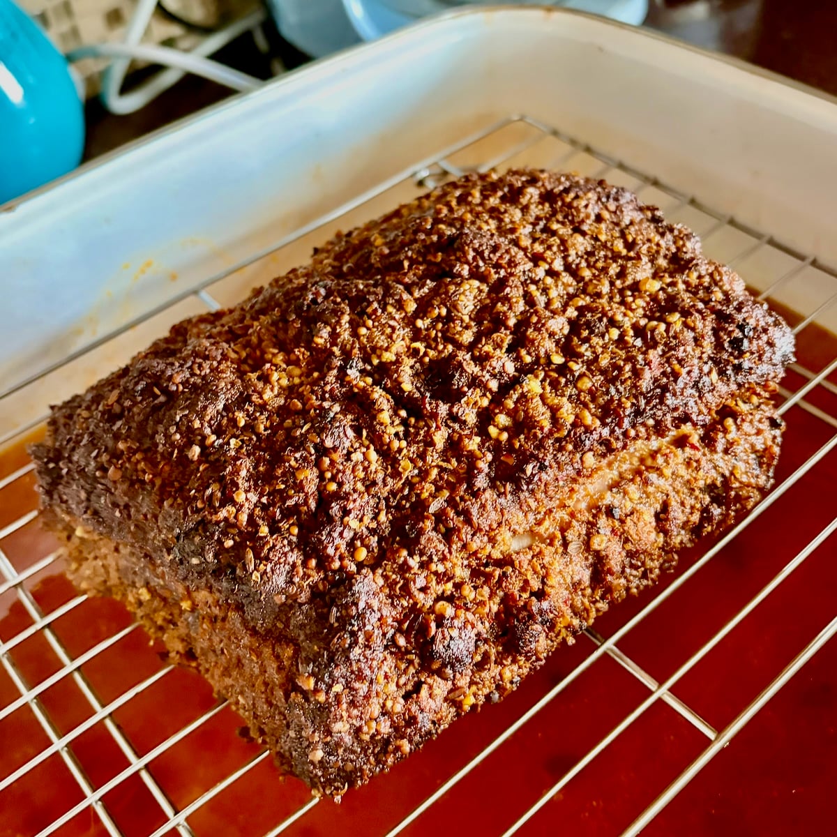 Montreal smoked meat in a steamer.