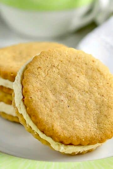 Maple Walnut Cookies featured post image of cookies on a green and white plate.