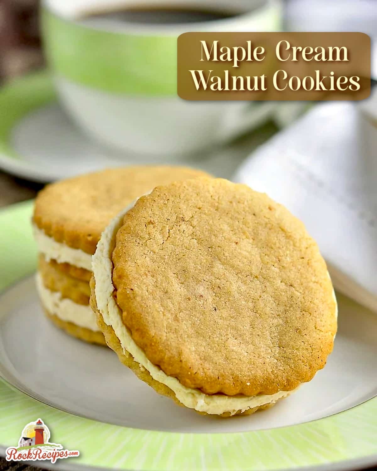 Maple Walnut Cookies photo with title text added for social media posts and Pinterest.