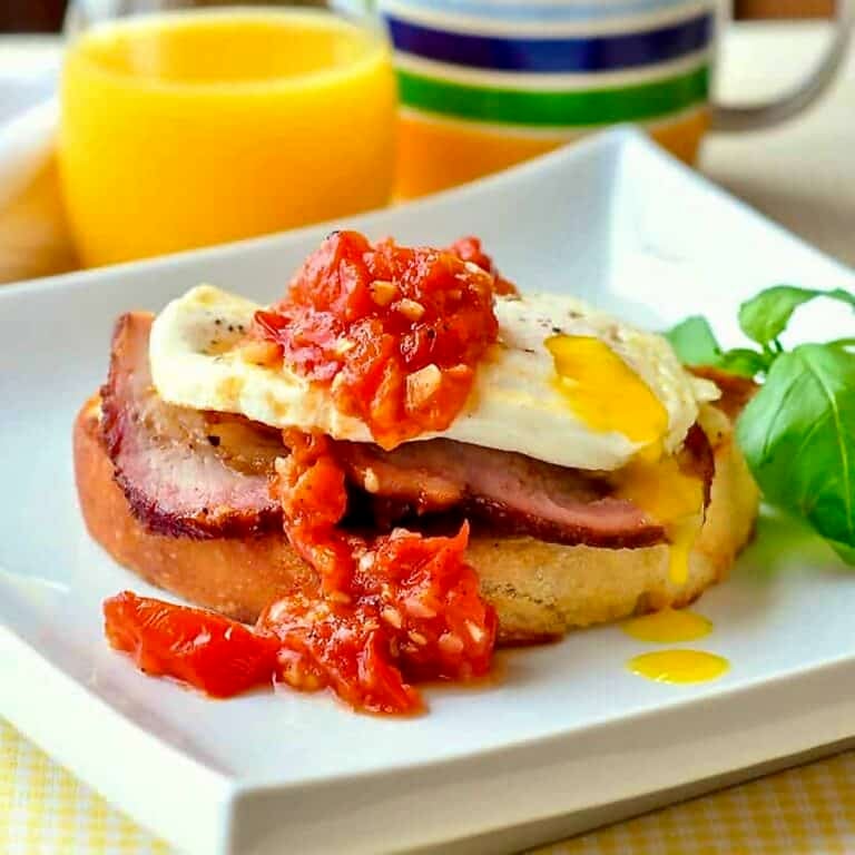 Smoked pork breakfast sandwich close up image for featured Image