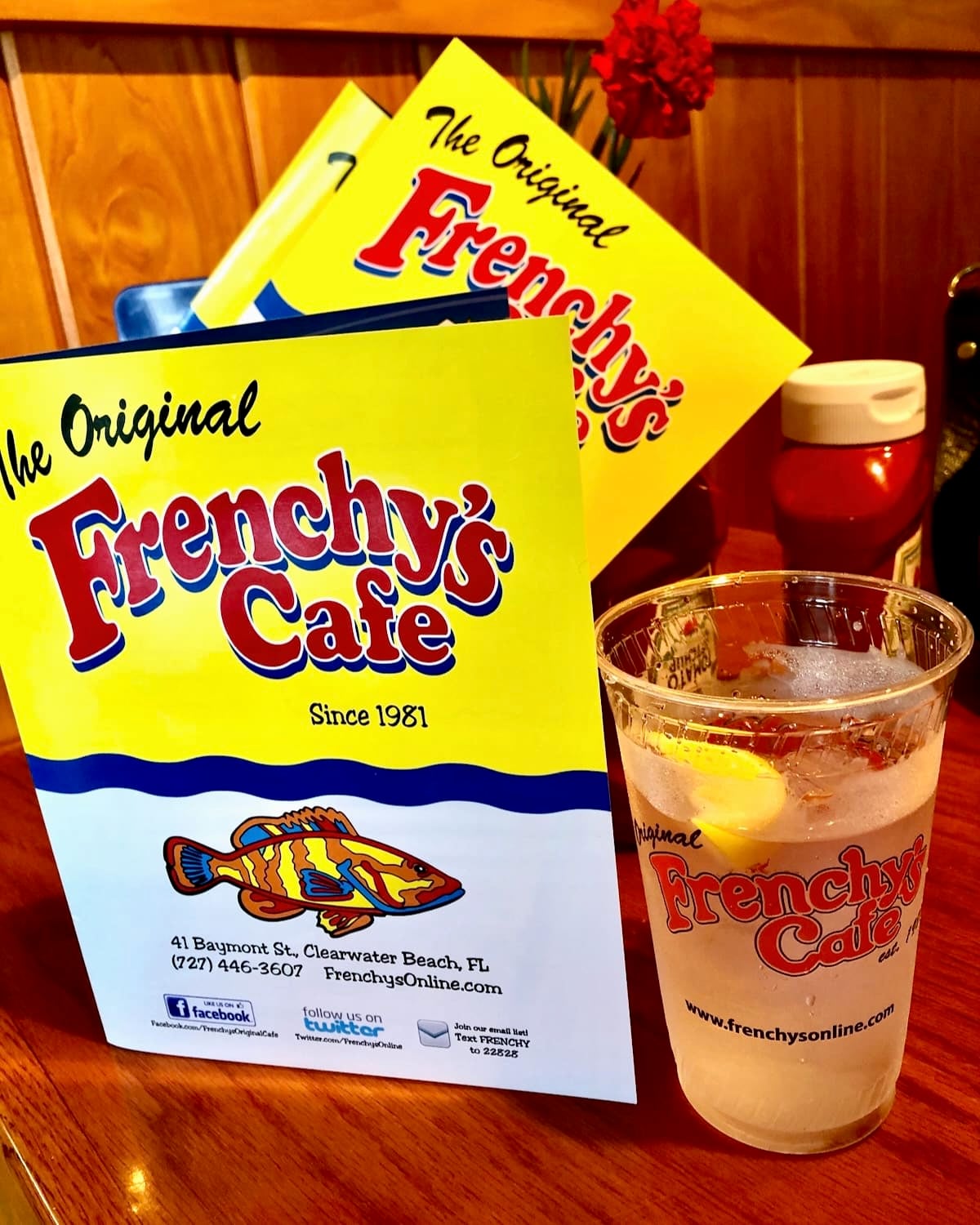 Photo of the menu at Frenchy's Cafe, Clearwater Beach, Florida.