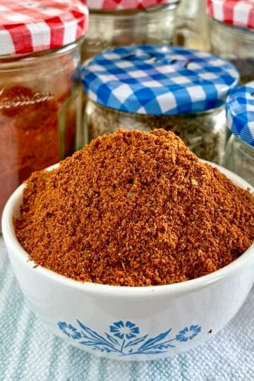 Photo of Copycat Old Bay Seasoning in a small white bowl for Google featured image.