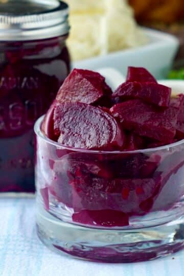 Photo of Newfoundland Picked Beets in a clear glass serving dish.