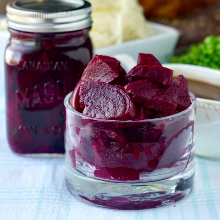 Photo of Newfoundland Picked Beets in a clear glass serving dish.