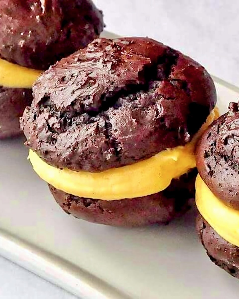 Chocolate Pumpkin Spice Whoopie Pies photo cropped for Facebook and Instagram.