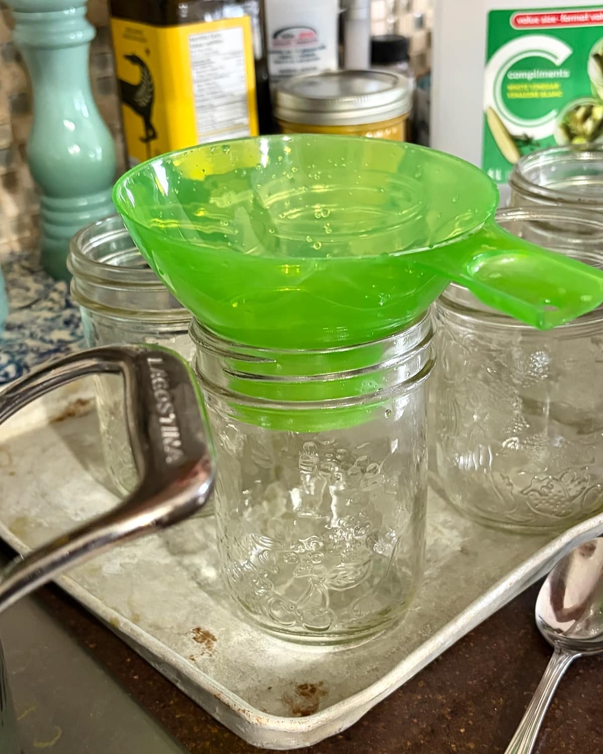 Photo of sterilized bottles ready to be filled.