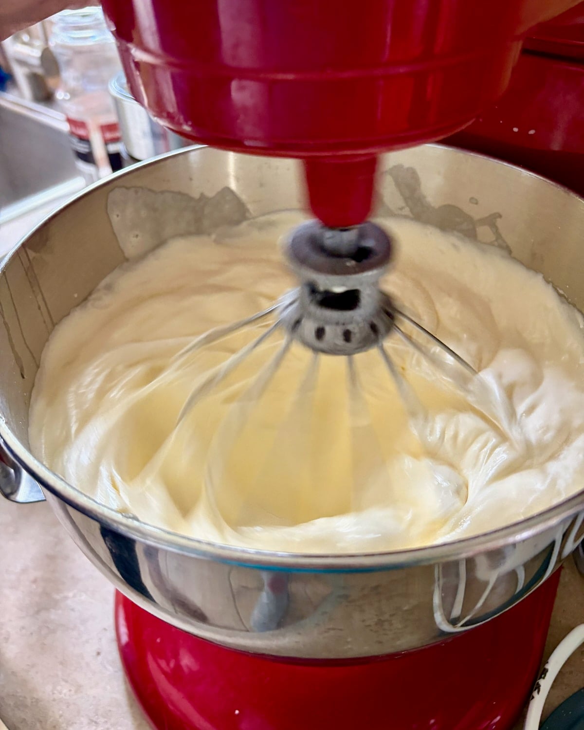 Photo of whipping the eggs and sugar.